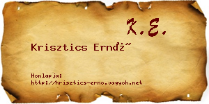 Krisztics Ernő névjegykártya